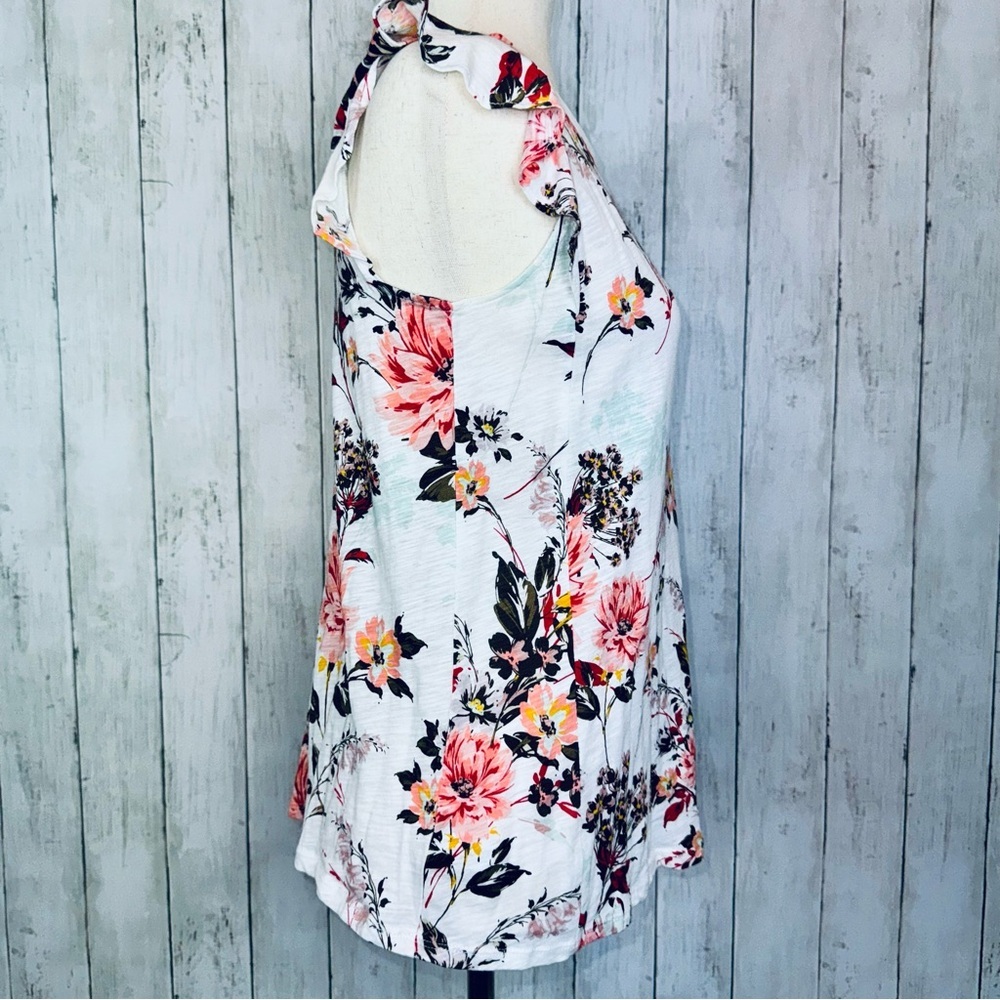 Ann Taylor LOFT Vintage | Soft Floral Ruffle Sleeve Tee (100% Cotton) - Picture 4 of 8